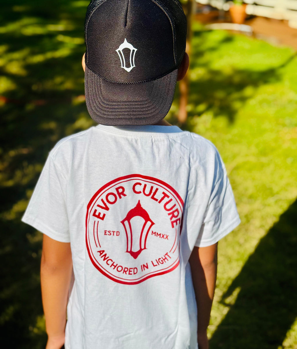 Anchored In Light Kids White Tee